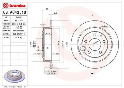 Brake Disc BREMBO 08.A643.10