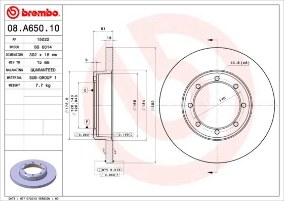 BREMBO 08.A650.10 Brake Disc