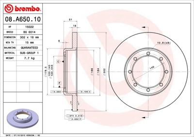 Brake Disc BREMBO 08.A650.10