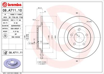 Brake Disc BREMBO 08.A711.11