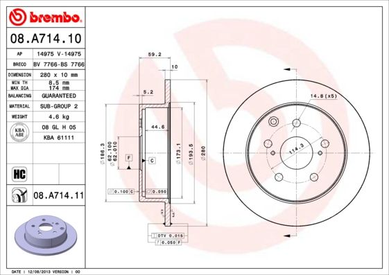 BREMBO 08.A714.10 Brake Disc
