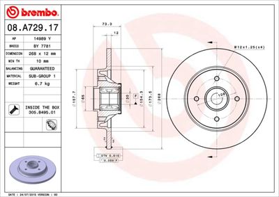 Brake Disc BREMBO 08.A729.17