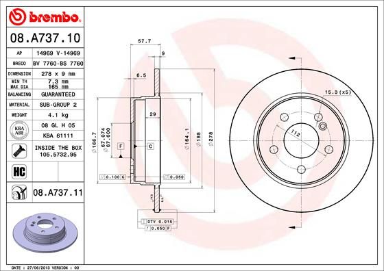 BREMBO 08.A737.11 Brake Disc