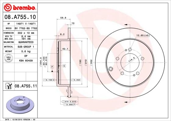 BREMBO 08.A755.11 Brake Disc