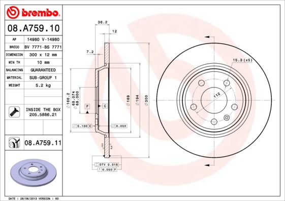 BREMBO 08.A759.11 Brake Disc