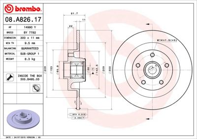 Brake Disc BREMBO 08.A826.17