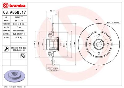 Brake Disc BREMBO 08.A858.17