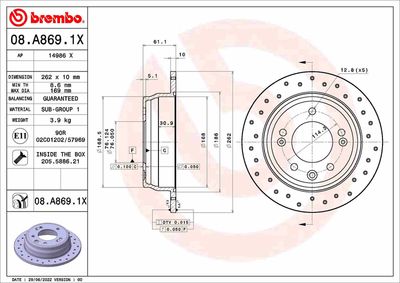 Brake Disc BREMBO 08.A869.1X