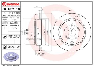 Brake Disc BREMBO 08.A871.11