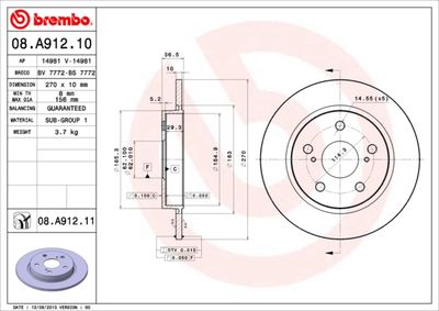 Brake Disc BREMBO 08.A912.11