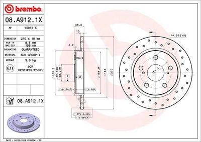 Brake Disc BREMBO 08.A912.1X
