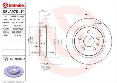 Brake Disc BREMBO 08.A970.10