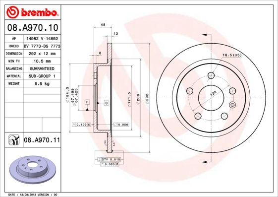 BREMBO 08.A970.11 Brake Disc