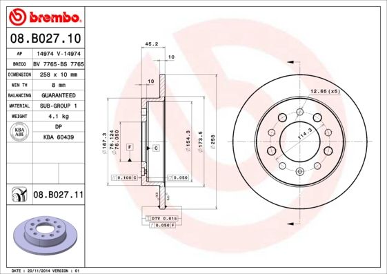 BREMBO 08.B027.11 Brake Disc