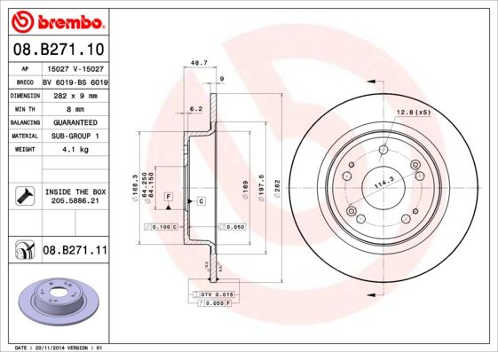 BREMBO 08.B271.10 Brake Disc