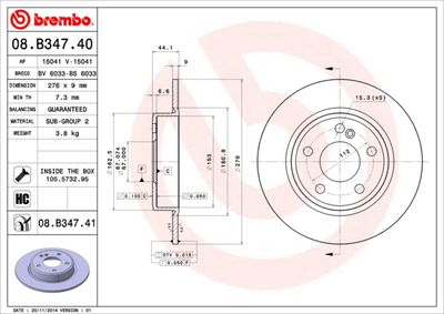 Brake Disc BREMBO 08.B347.41