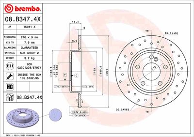 Brake Disc BREMBO 08.B347.4X