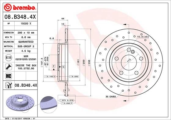 BREMBO 08.B348.4X Brake Disc