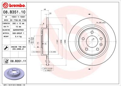 Brake Disc BREMBO 08.B351.10