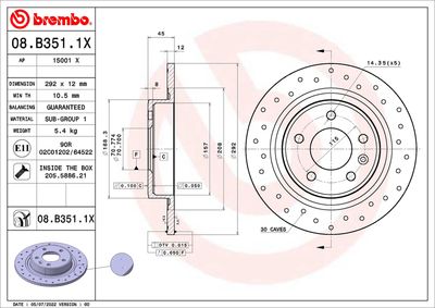 Brake Disc BREMBO 08.B351.1X
