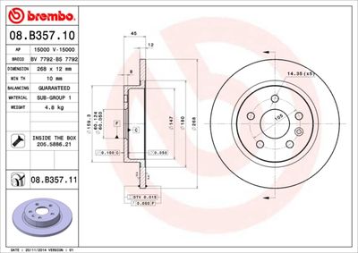 Brake Disc BREMBO 08.B357.11