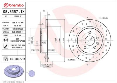 Brake Disc BREMBO 08.B357.1X