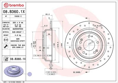 Brake Disc BREMBO 08.B360.1X