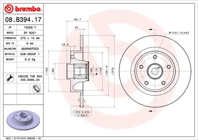 Brake Disc BREMBO 08.B394.17