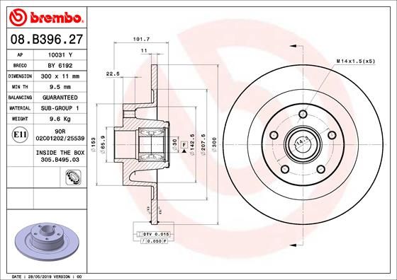 BREMBO 08.B396.27 Brake Disc