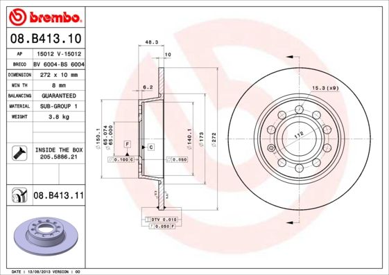 BREMBO 08.B413.11 Brake Disc
