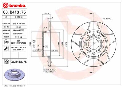 Brake Disc BREMBO 08.B413.75