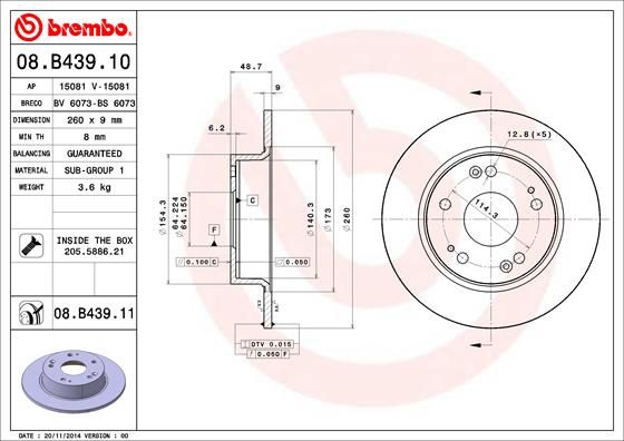 BREMBO 08.B439.11 Brake Disc