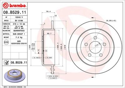 Brake Disc BREMBO 08.B529.11