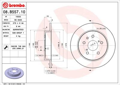 Brake Disc BREMBO 08.B557.10