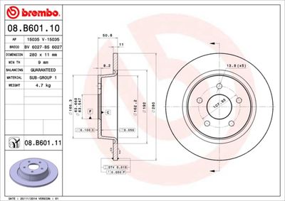 Brake Disc BREMBO 08.B601.10