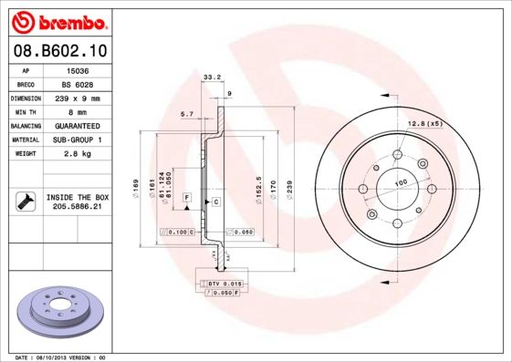 BREMBO 08.B602.10 Brake Disc