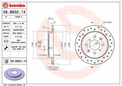 Brake Disc BREMBO 08.B602.1X