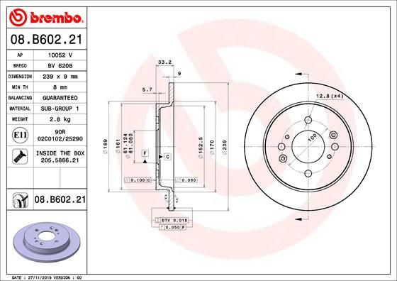 BREMBO 08.B602.21 Brake Disc