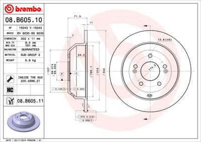 Brake Disc BREMBO 08.B605.10