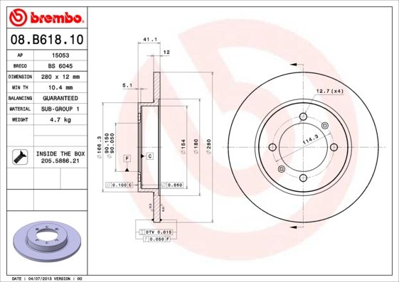 BREMBO 08.B618.10 Brake Disc