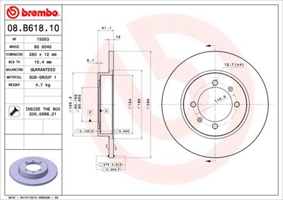 Brake Disc BREMBO 08.B618.10