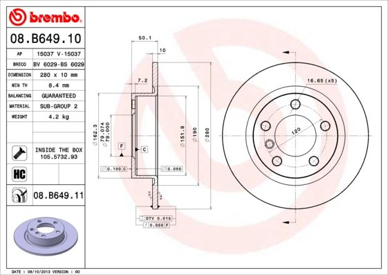 BREMBO 08.B649.10 Brake Disc
