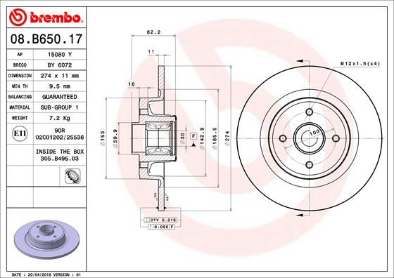 BREMBO 08.B650.17 Brake Disc
