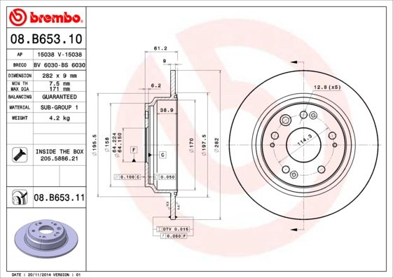 BREMBO 08.B653.10 Brake Disc