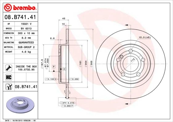 BREMBO 08.B741.41 Brake Disc