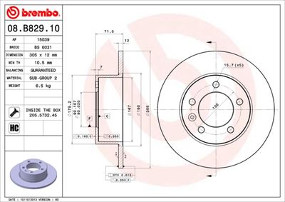 Brake Disc BREMBO 08.B829.10