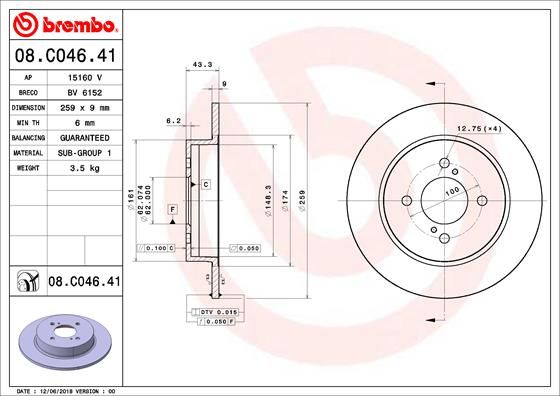 BREMBO 08.C046.41 Brake Disc