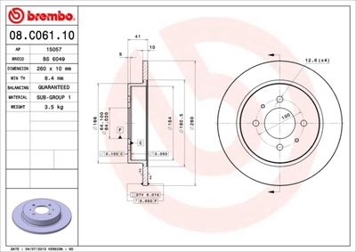 Brake Disc BREMBO 08.C061.10