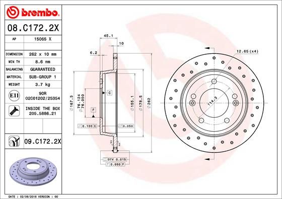 BREMBO 08.C172.2X Brake Disc