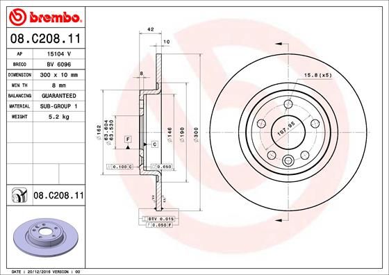 BREMBO 08.C208.11 Brake Disc